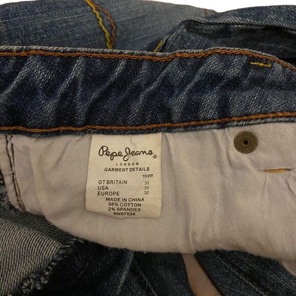 Pepe London 73 Patchwork Flared Jeans Women Size 30 x 31 Blue Denim Vintage Y2K - Picture 8 of 13